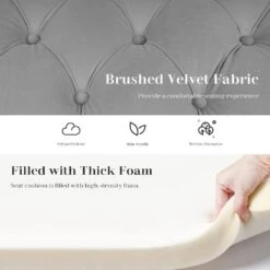 48.43 In. W X 17.72 In. D X 19.29 In. H Grey Tufted Brushed Velvet Armed Storage Bedroom Bench With Rubberwood Legs -More Furniture Store grey jearey bedroom benches e92cwd hd gy 1f 1000