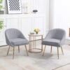Biscuit Gray Upholstered Outdoor Dining Chair With Tufted Back (Set Of 2)
