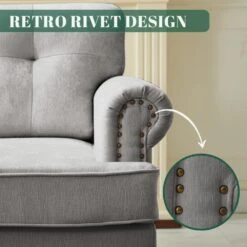 Modern 2-Piece Grey Chenille Living Room Set With Nailhead Trim And Rubberwood Legs 10 Modern 2-Piece Grey Chenille Living Room Set With Nailhead Trim And Rubberwood Legs -More Furniture Store grey jearey living room sets ldsf 13set grey 4f 1000