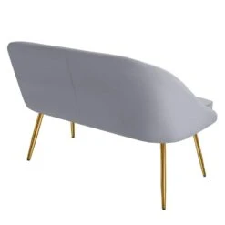 Modern 48 In. Golden Base Velvet Tufted 2-Seats Grey Loveseat Sofa For Living Room Furniture Sets -More Furniture Store grey jearey loveseats e15sry hd gy 44 1000