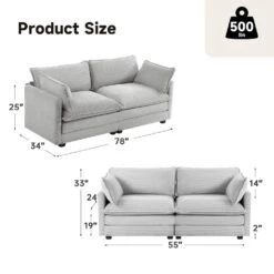 Modern Grey Corduroy Loveseat With Two Pillows For Living 10 Modern Grey Corduroy Loveseat With Two Pillows For Living -More Furniture Store grey jearey loveseats e46sf 2 gy 66 1000
