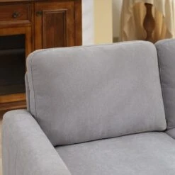 Sanfe 57 In. Grey Solid Fabric 2-Seat Loveseat With Nailhead -More Furniture Store grey jearey loveseats sfrm 2 grey 4f 1000