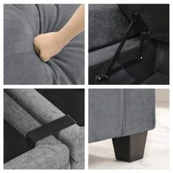 Modern 64.6 In Grey Chenille Storage Loveseat With Cup Holder And Ottoman For Living -More Furniture Store grey jearey loveseats xnecw 2 grey c3 1000