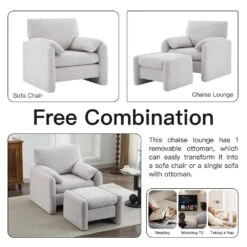 Grey Chenille Wood Comfort Outdoor Ottoman For Couch -More Furniture Store grey jearey ottomans e11 02xxy ye 31 1000