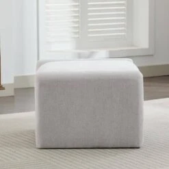 Grey Chenille Wood Comfort Outdoor Ottoman For Couch -More Furniture Store grey jearey ottomans e11 02xxy ye 4f 1000