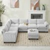 115 In. Corduroy Modular L-Shaped Grey 7-Seat Sectional Sofa For Living Room And Spacious Space