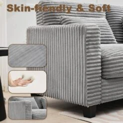 154 In. Corduroy Modular Rectangular Shaped Grey 4 Seat Sectional Sofa For Living Room And Spacious Space 16 154 In. Corduroy Modular Rectangular Shaped Grey 4 Seat Sectional Sofa For Living Room And Spacious Space -More Furniture Store grey jearey sectional sofas lydtr 4 grey 44 1000