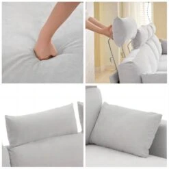 89 In. Square Arm Fabric L Shape Sectional Sofa With Chaise Lounge And Pillow In Grey 17 89 In. Square Arm Fabric L Shape Sectional Sofa With Chaise Lounge And Pillow In Grey -More Furniture Store grey jearey sofas couches xne 1 grey fa 1000