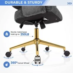 Grey Modern Swivel And Adjustable Task Chair Tufted Office Chair With Gold Base -More Furniture Store grey jearey task chairs e31bgy hd dgy 4f 1000