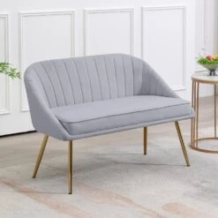 Atye 2 Piece Grey Living Room Velvet Loveseat And Accent Chair Set -More Furniture Store grey living room sets sry dry gy c3 1000