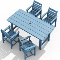Charlottetown Grey 7-Piece Wicker Outdoor Dining Set With Washed Blue Cushion -More Furniture Store jearey bistro sets dxrzjsf4 grey c3 1000