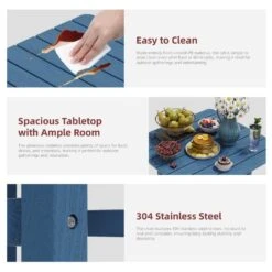 3-Piece Navy Blue Adirondack Patio Bar Plastic Outdoor Dining Set-Bar Height Stool And Chairs -More Furniture Store jearey bistro sets jyqwgbzy3 na 76 1000