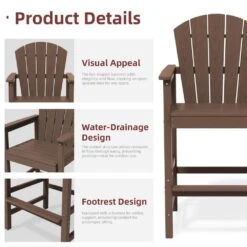 3-Piece Brown Adirondack Patio Bar Plastic Outdoor Dining Set-Bar Height Stool And Chairs -More Furniture Store jearey bistro sets jyqwgbzy3 zm 44 1000