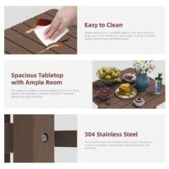 3-Piece Brown Adirondack Patio Bar Plastic Outdoor Dining Set-Bar Height Stool And Chairs -More Furniture Store jearey bistro sets jyqwgbzy3 zm fa 1000