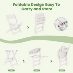 HDPE Foldable 3-Piece Plastic Outdoor Bistro Set In White 10 HDPE Foldable 3-Piece Plastic Outdoor Bistro Set In White -More Furniture Store jearey bistro sets xjg3jt white 44 1000