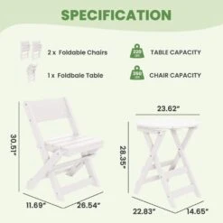 HDPE Foldable 3-Piece Plastic Outdoor Bistro Set In White 8 HDPE Foldable 3-Piece Plastic Outdoor Bistro Set In White -More Furniture Store jearey bistro sets xjg3jt white 4f 1000