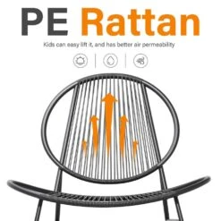 3-Piece Black Round Rattan Patio Rust-Proof Outdoor Bistro Set -More Furniture Store jearey bistro sets xsd3p black 4f 1000