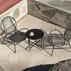 3-Piece Black Round Rattan Patio Rust-Proof Outdoor Bistro Set -More Furniture Store jearey bistro sets xsd3p black c3 1000