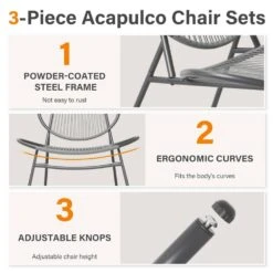 3-Piece Grey Round Rattan Patio Rust-Proof Outdoor Bistro Set 12 3-Piece Grey Round Rattan Patio Rust-Proof Outdoor Bistro Set -More Furniture Store jearey bistro sets xsd3p grey 1f 1000