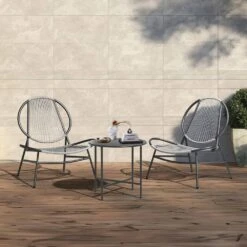 3-Piece Grey Round Rattan Patio Rust-Proof Outdoor Bistro Set 10 3-Piece Grey Round Rattan Patio Rust-Proof Outdoor Bistro Set -More Furniture Store jearey bistro sets xsd3p grey c3 1000