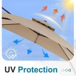 10 X 10 Ft. Steel Cantilever Patio Umbrella In Beige -More Furniture Store jearey cantilever umbrellas 10cusb beige 44 1000