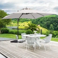 10 X 10 Ft. Steel Cantilever Patio Umbrella In Cream -More Furniture Store jearey cantilever umbrellas 10cusb cream 31 1000