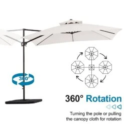 10 X 10 Ft. Steel Cantilever Patio Umbrella In Cream -More Furniture Store jearey cantilever umbrellas 10cusb cream 76 1000