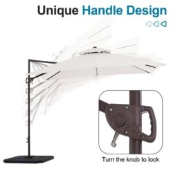 10 X 10 Ft. Steel Cantilever Patio Umbrella In Cream -More Furniture Store jearey cantilever umbrellas 10cusb cream d4 1000