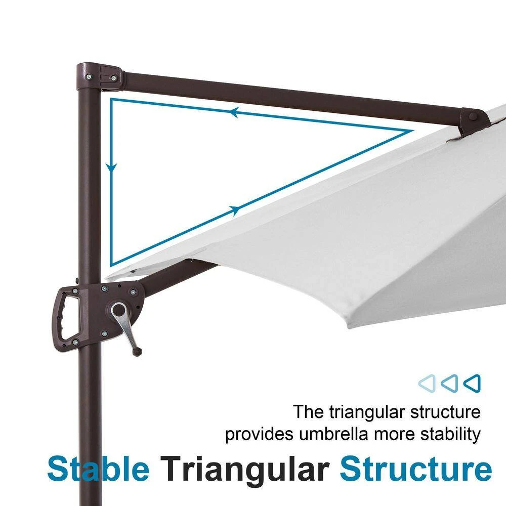 10 X 10 Ft. Steel Cantilever Patio Umbrella In Grey 2 10 X 10 Ft. Steel Cantilever Patio Umbrella In Grey - Image 2