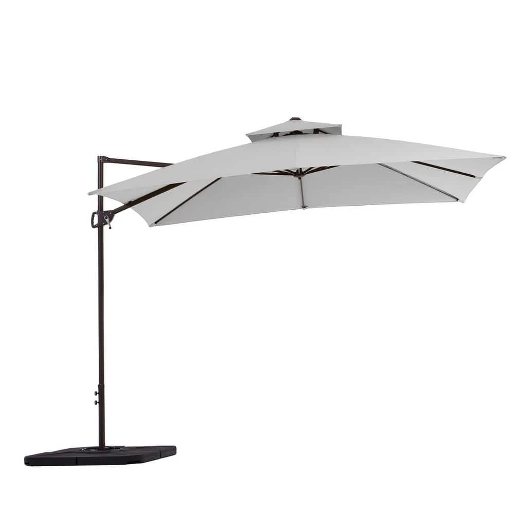 10 X 10 Ft. Steel Cantilever Patio Umbrella In Grey 1 10 X 10 Ft. Steel Cantilever Patio Umbrella In Grey