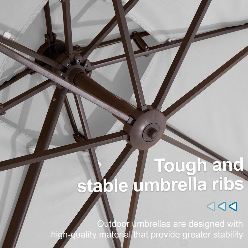 10 X 10 Ft. Steel Cantilever Patio Umbrella In Grey 3 10 X 10 Ft. Steel Cantilever Patio Umbrella In Grey - Image 3