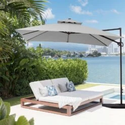 10 X 10 Ft. Steel Cantilever Patio Umbrella In Grey 12 10 X 10 Ft. Steel Cantilever Patio Umbrella In Grey -More Furniture Store jearey cantilever umbrellas 10cusb grey c3 1000