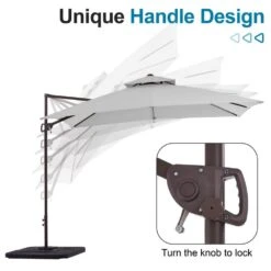 10 X 10 Ft. Steel Cantilever Patio Umbrella In Grey 16 10 X 10 Ft. Steel Cantilever Patio Umbrella In Grey -More Furniture Store jearey cantilever umbrellas 10cusb grey d4 1000