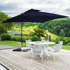 10 X 10 Ft. Steel Cantilever Patio Umbrella In Navy -More Furniture Store jearey cantilever umbrellas 10cusb navy 31 1000