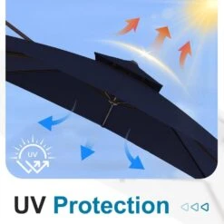 10 X 10 Ft. Steel Cantilever Patio Umbrella In Navy -More Furniture Store jearey cantilever umbrellas 10cusb navy 44 1000