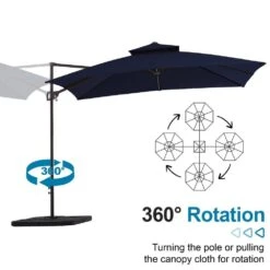 10 X 10 Ft. Steel Cantilever Patio Umbrella In Navy -More Furniture Store jearey cantilever umbrellas 10cusb navy fa 1000