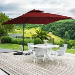 10 X 10 Ft. Steel Cantilever Patio Umbrella In Red 17 10 X 10 Ft. Steel Cantilever Patio Umbrella In Red -More Furniture Store jearey cantilever umbrellas 10cusb red 31 1000