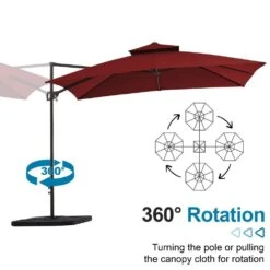 10 X 10 Ft. Steel Cantilever Patio Umbrella In Red 15 10 X 10 Ft. Steel Cantilever Patio Umbrella In Red -More Furniture Store jearey cantilever umbrellas 10cusb red 76 1000