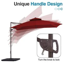 10 X 10 Ft. Steel Cantilever Patio Umbrella In Red 16 10 X 10 Ft. Steel Cantilever Patio Umbrella In Red -More Furniture Store jearey cantilever umbrellas 10cusb red d4 1000