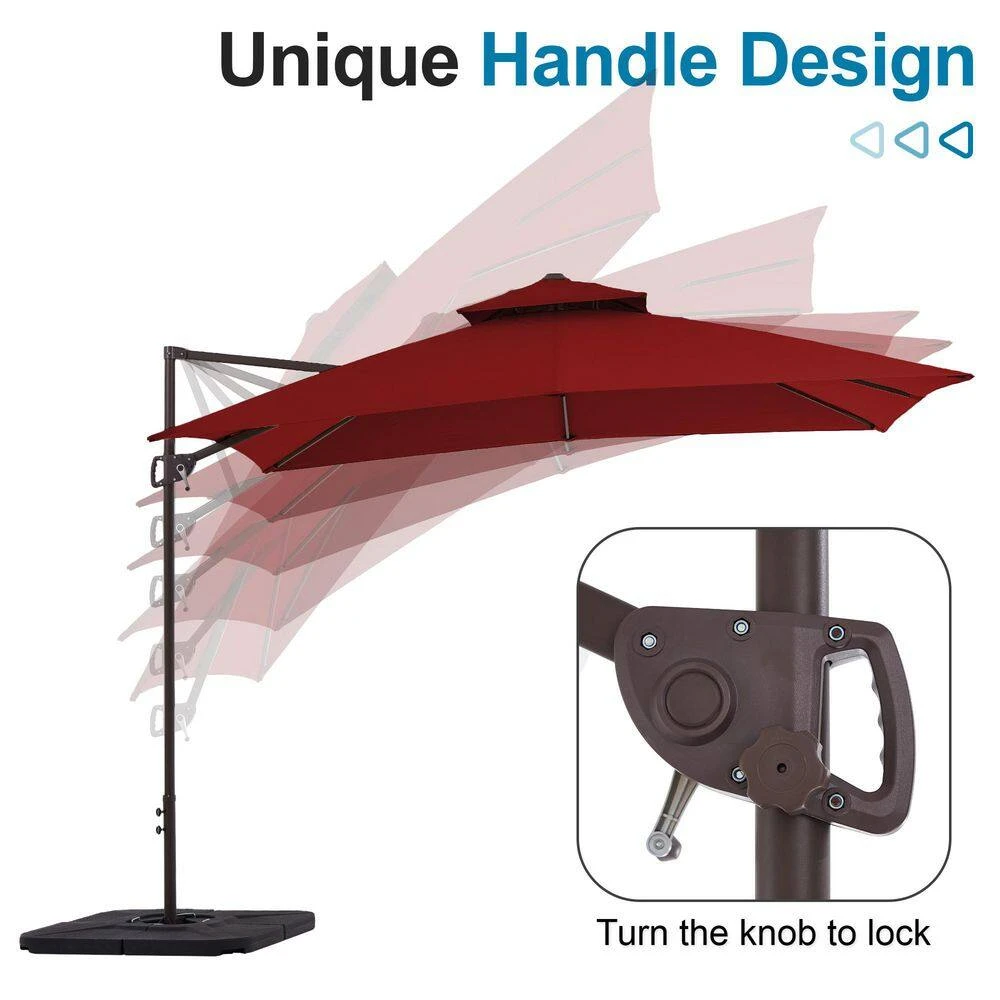 10 X 10 Ft. Steel Cantilever Patio Umbrella In Red 8 10 X 10 Ft. Steel Cantilever Patio Umbrella In Red - Image 8