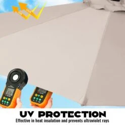 10 Ft. Cantilever Hanging Steel Offset Outdoor Patio Umbrella With Cross Base In Beige -More Furniture Store jearey cantilever umbrellas 10cxxj beige 44 1000