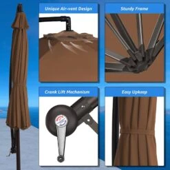 10 Ft. Cantilever Hanging Steel Offset Outdoor Patio Umbrella With Cross Base In Brown 14 10 Ft. Cantilever Hanging Steel Offset Outdoor Patio Umbrella With Cross Base In Brown -More Furniture Store jearey cantilever umbrellas 10cxxj coffee 1f 1000