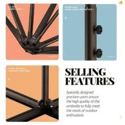 10 Ft. Cantilever Hanging Steel Offset Outdoor Patio Umbrella With Cross Base In Brown 15 10 Ft. Cantilever Hanging Steel Offset Outdoor Patio Umbrella With Cross Base In Brown -More Furniture Store jearey cantilever umbrellas 10cxxj coffee 44 1000