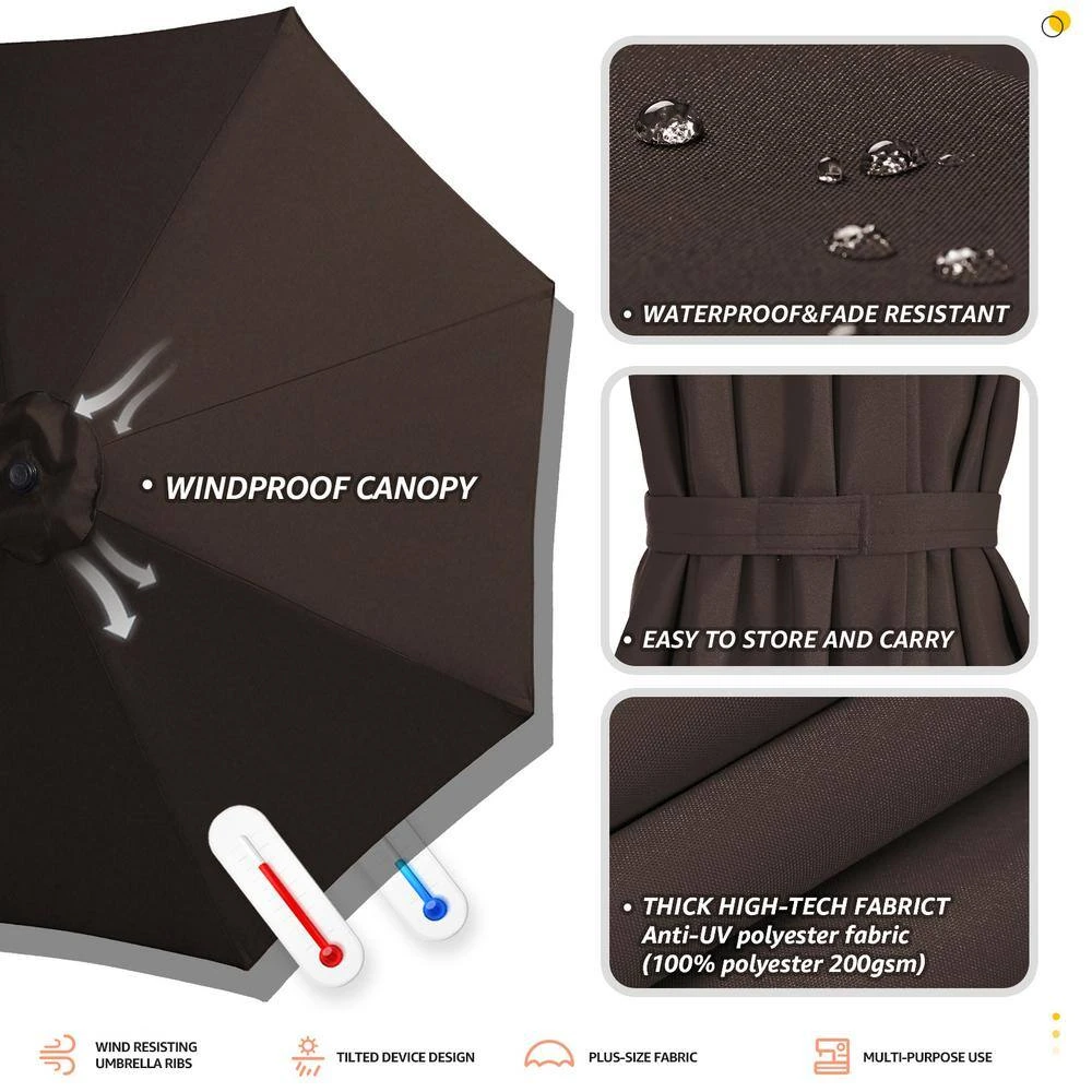 10 Ft. Cantilever Hanging Steel Offset Outdoor Patio Umbrella With Cross Base In Brown 3 10 Ft. Cantilever Hanging Steel Offset Outdoor Patio Umbrella With Cross Base In Brown - Image 3