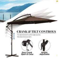 10 Ft. Cantilever Hanging Steel Offset Outdoor Patio Umbrella With Cross Base In Brown 16 10 Ft. Cantilever Hanging Steel Offset Outdoor Patio Umbrella With Cross Base In Brown -More Furniture Store jearey cantilever umbrellas 10cxxj coffee fa 1000