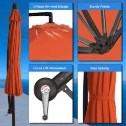10 Ft. Cantilever Hanging Steel Offset Outdoor Patio Umbrella With Cross Base In Orange -More Furniture Store jearey cantilever umbrellas 10cxxj orange fa 1000