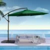 120 In. Outdoor Offset Cantilever Umbrella Patio Umbrella In Green