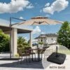 Double Top 11 Ft. Aluminum Cantilever Umbrella With Base And Cover, 360° Rotation Patio Umbrella In Beige