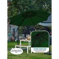 Double Top 11 Ft. Aluminum Cantilever Umbrella With Base And Cover, 360° Rotation Patio Umbrella In Dark Green 17 Double Top 11 Ft. Aluminum Cantilever Umbrella With Base And Cover, 360° Rotation Patio Umbrella In Dark Green -More Furniture Store jearey cantilever umbrellas 10sdylm dg 1d 1000