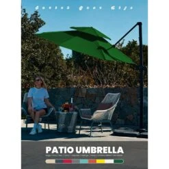 Double Top 11 Ft. Aluminum Cantilever Umbrella With Base And Cover, 360° Rotation Patio Umbrella In Dark Green 25 Double Top 11 Ft. Aluminum Cantilever Umbrella With Base And Cover, 360° Rotation Patio Umbrella In Dark Green -More Furniture Store jearey cantilever umbrellas 10sdylm dg 31 1000
